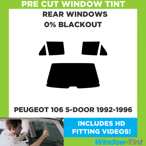 For Peugeot 106 5-door Hatchback 92-96 Pre Cut Window Tint Rear 0% Blackout Film - Picture 1 of 10