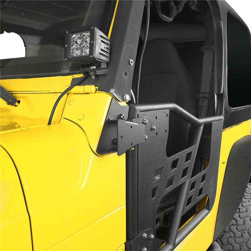 Par de soportes de montaje para puertas de espejo retrovisor de acero para Jeep Wrangler TJ 1997-2006 Foto 4 de 4