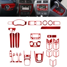 Red Carbon Fiber Interior Full Kits Trim For Volkswagen Jetta 2011-14