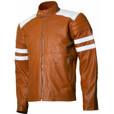 Men's Classy Motorcycle Jacket Genuine Lambskin Leather Tan Biker Casual Coat
