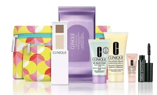 Clinique 6Pcs Skincare set with cosmetic bag and a credit card pouch