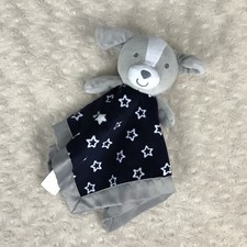 Child of Mine by Carter's Puppy Dog Lovey Security Blanket Gray Blue White Star