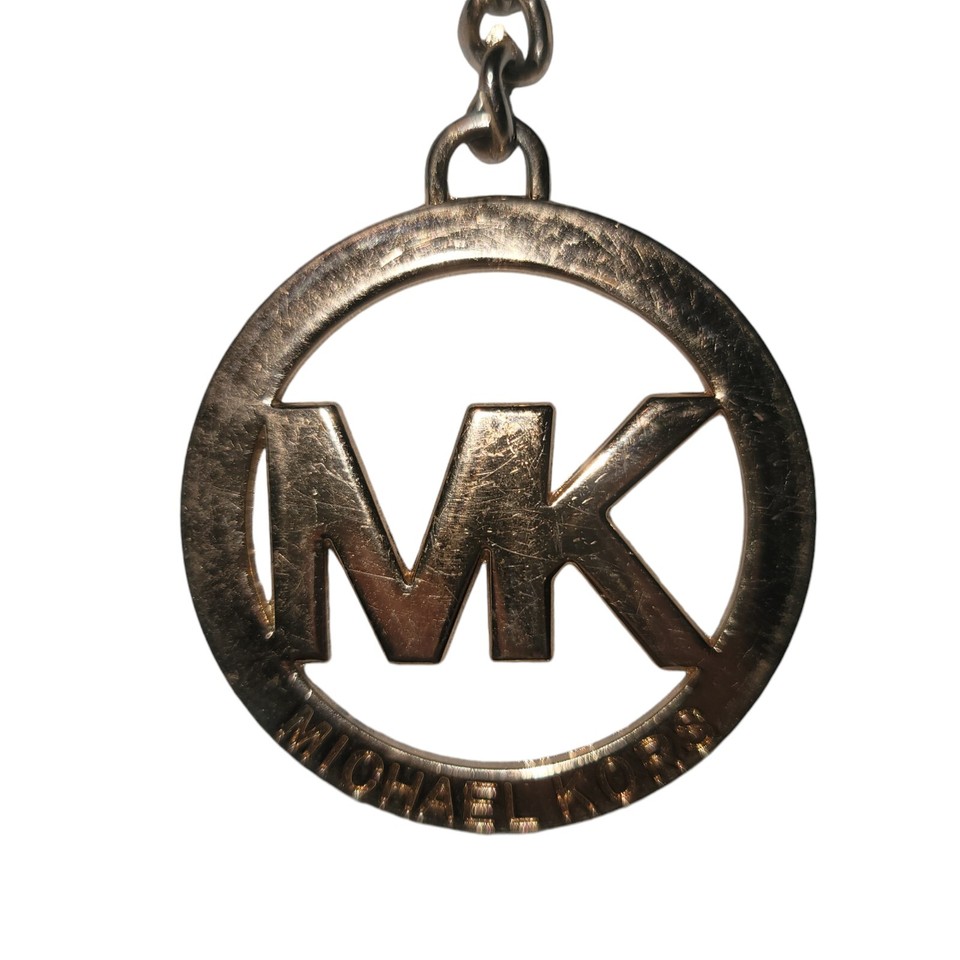 MK Michael Kors Handbag Bag Charm Key Chain Gold Tone Brand Logo Key