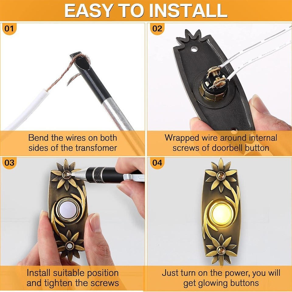 1pc Heavy Duty Metal Doorbell Push Button Antique Bronze Wired Doorbell