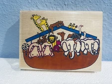 Noah's Ark Wood Mounted Rubber Stamp J1950 5.25" x 3.75" NEW Made in USA
