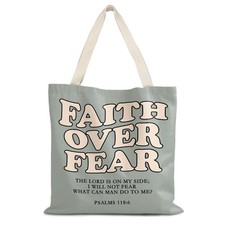 Walk by Faith Christian Canvas Tote Bags for Women, Christian Gifts for Women...