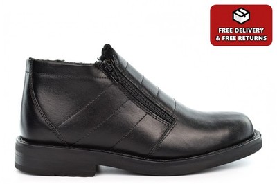 Herren Leder Stiefel Schulstiefel Weit Offen Herren Stiefeletten Warm Thermo Größe