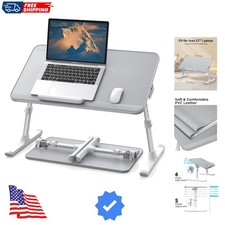 Leather Lap Desk Laptop Bed Tray Table, Adjustable Laptop Stand for Bed, Port...