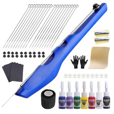 Hand Poke Stick DIY Tattoo Kit - 7 Inks 20 Needles Pattern Templates Full Set