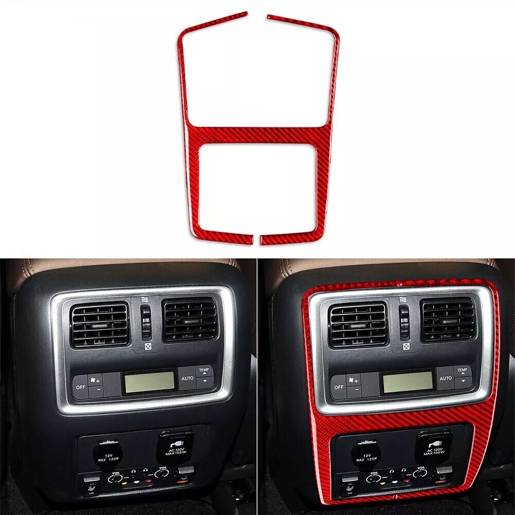 Red Carbon Fiber Rear Control Panel Frame Sticker For Infiniti JX35 QX60 2013-16