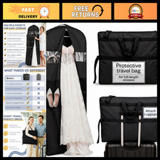 Waterproof Wedding Dress Garment Bag 72" - Trifold Travel Bag with Pockets & Str