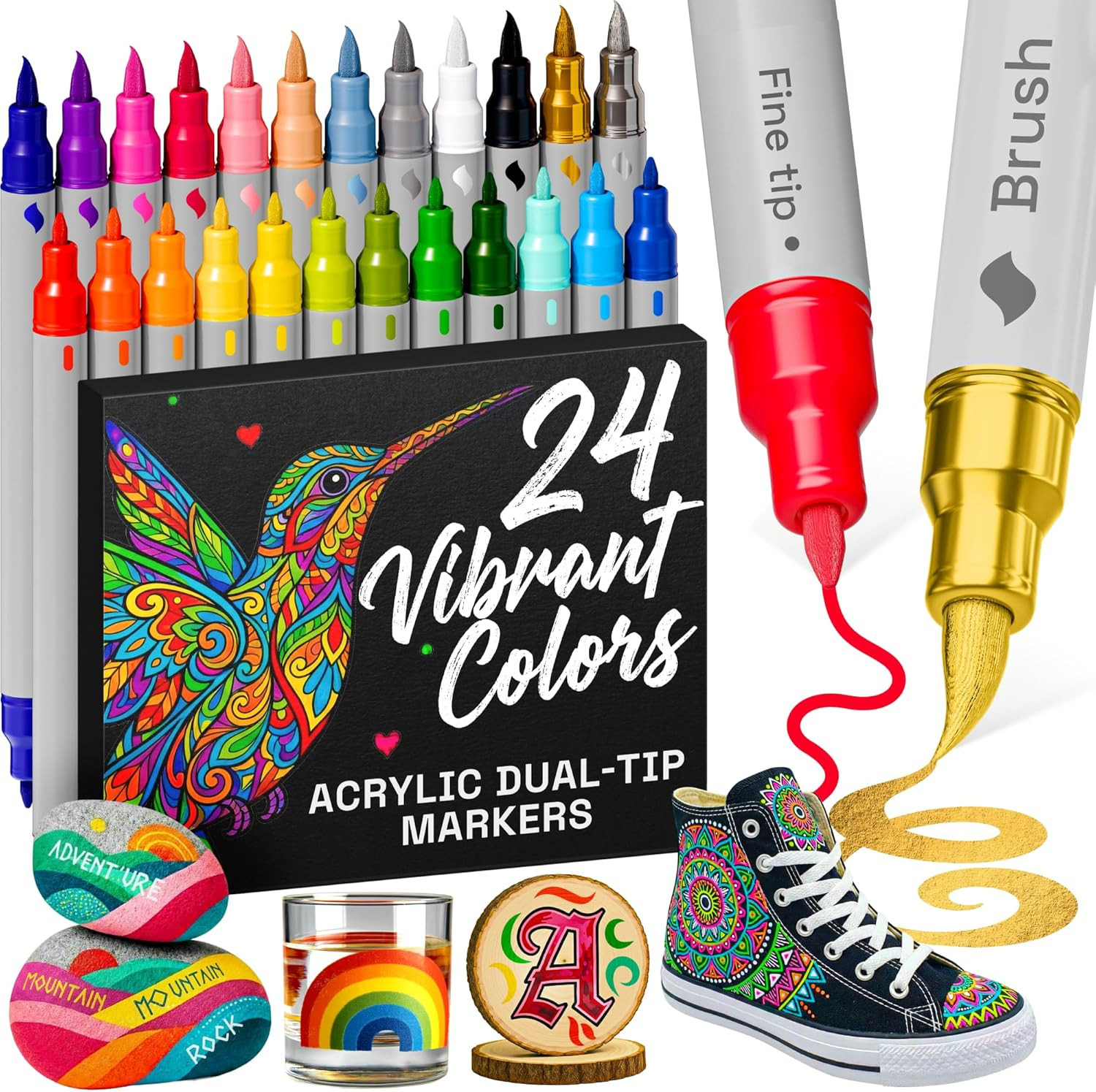 ARTISTRO 24 Acrylic Paint Markers for Calligraphy and Artistic Endeavors