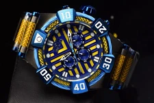 Invicta Men's BOLT 52mm Chronograph YELLOW/BLUE Tone SS Quartz Watch-NEW