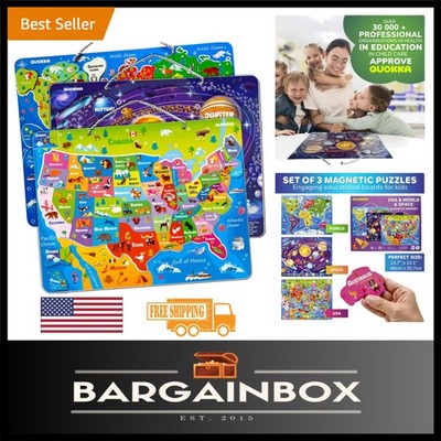 Portable Magnetic World & Space Puzzles - Fun Learning for Kids Ages 4-6