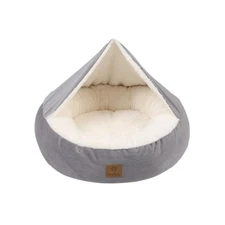 Charlie's Pet Hooded Corduroy Snookie Pet Nest (Dove Grey) - Small