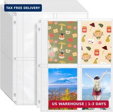 50 Pack 3.5" X 5" Clear Photo Sleeves for 3 Ring Binder, Double Sided 4-Pocket S