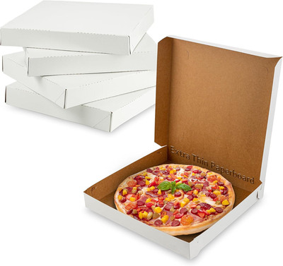 Extra Thin White Pizza Boxes - 12'' x 12'' x 1.9'' (Pack of 10) - Lightweight and C