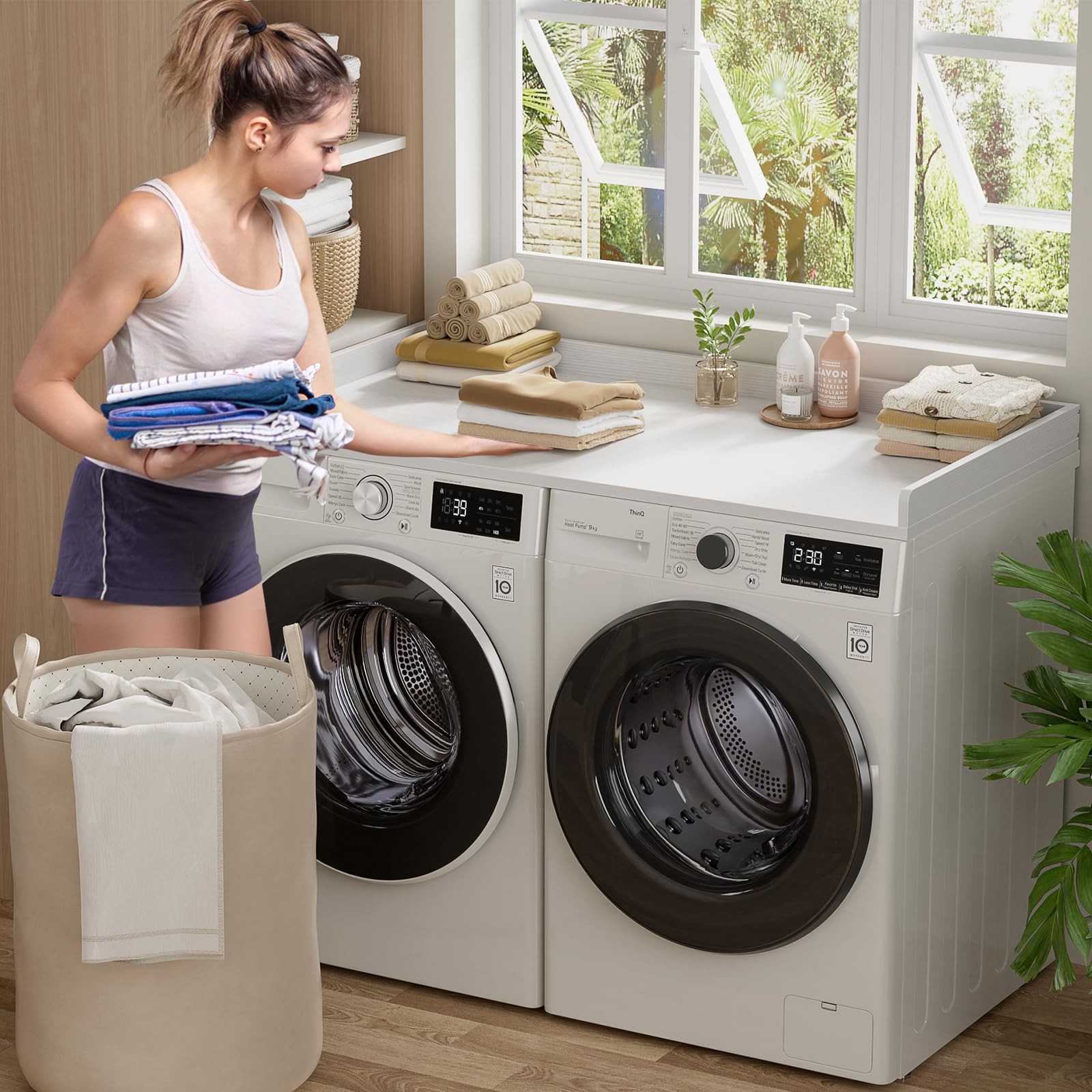 Aheaplus Washer and Dryer Countertop, Laundry Room Organization with Non-Slip...