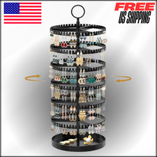 Rotating Earring Holder Organizer Display Tree 6 Tier WMetal Tray Plastic Stand