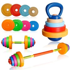 Kids Adjustable Weight Set Toddler Workout Toy Fitness Equipment Barbell Dumb...