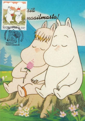 Moomin Characters True Love Together Tove Jansson Finland FDC Maxi Card 1998