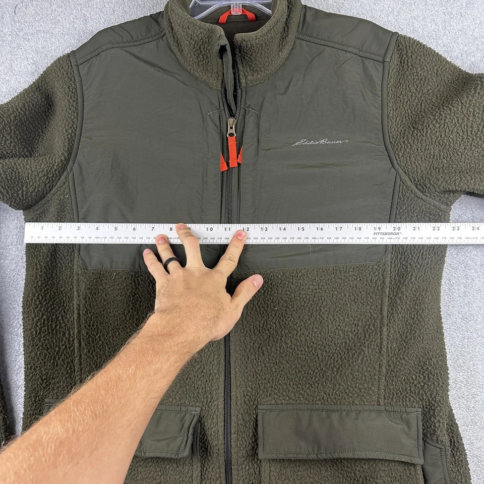 Chaqueta Eddie Bauer Para Hombre Alta Grande Verde Sherpa Vellón Cremallera Completa Bolsillos a Presión Foto 4 de 4