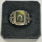 Vintage 925 Sterling Silver Green Labradorite Stone Ring 6.0 Grams Sz 7
