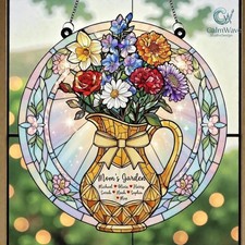 Personalized Moms Garden Suncatcher Acrylic Custom Window Gift