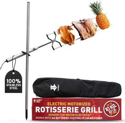 KANKA Rotisserie Grill Kit Heavy Duty Spit 22LB w Motor