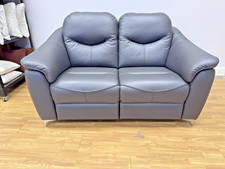 G Plan Jackson small padded high back 2 seater sofa in Slate plush leather