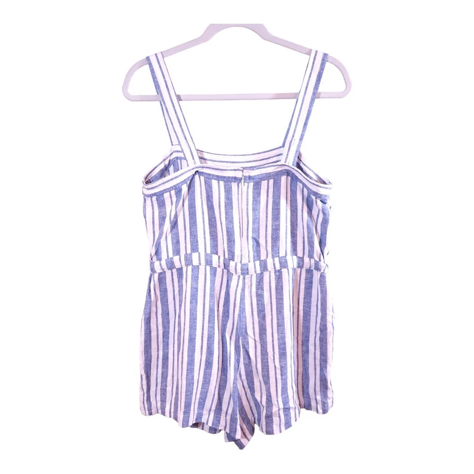 Mameluco delantal sin mangas Gap mezcla de lino a rayas azules y blancas verano para mujer 2 Foto 3 de 4