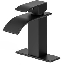 Bathroom Faucet Matte Black Modern Waterfall Bathroom Sink Faucet with Single...