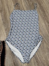 Burberry Women's Swimwear Size S Small Navy Blue One Piece TB Logo