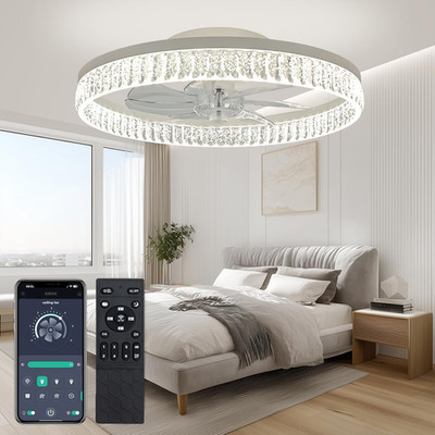 20'' Ceiling Fan with Lights & Remote, Dimmable, 6 Speeds, Low Profile Design