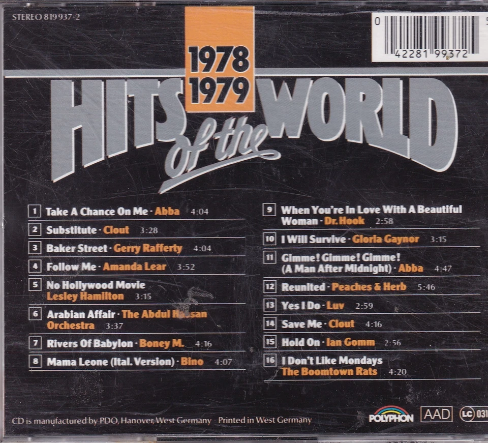 -1991- Hits Of The World 1978-1979 - CD- nahezu neuwertig - Bild 2 von 2