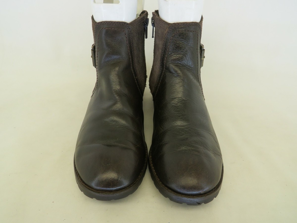 Timberland Brown Leather Zip Buckle Ankle Fashion Boots 