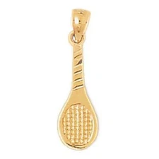 New 14k Yellow Gold Tennis Racket Pendant