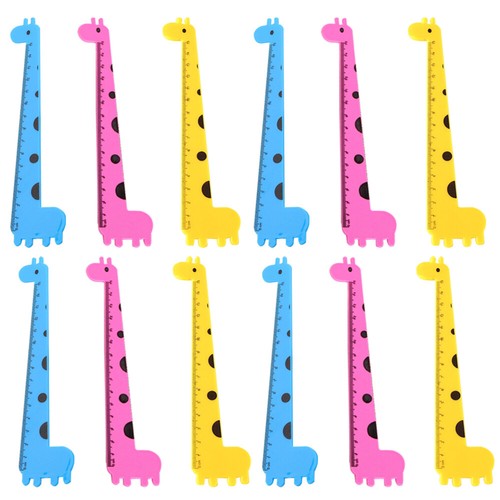 12Pcs Decorative Giraffe Ruler Measuring Ruler School Students Study Kids - Picture 4 of 12