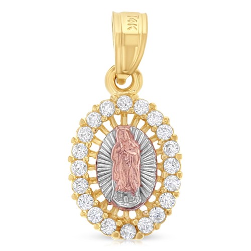 14K Yellow Gold Guadalupe CZ Charm Pendant & 1.5mm Valentino Chain Necklace - 第 3/7 張圖片