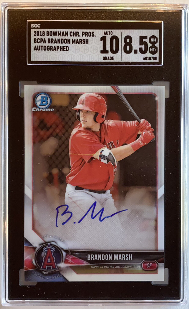 2018 Bowman Chrome Brandon Marsh Prospect Autograph SGC 8.5