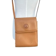 Vintage Gucci GG Crossbody Camera Scooter Style Bag Tan Leather Fold over Snap