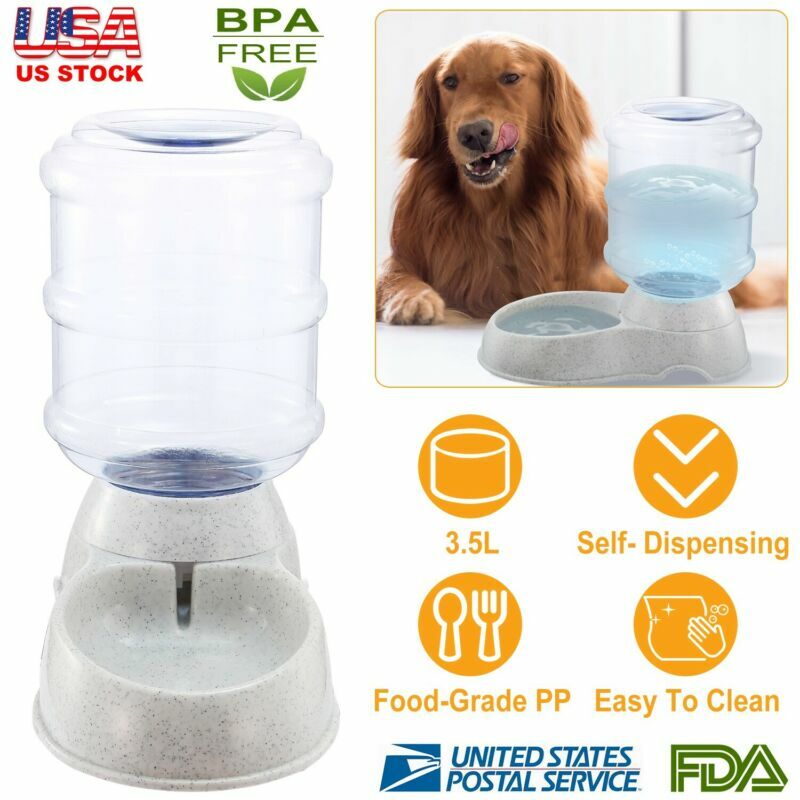 Automatic Dog Cat Auto Water Feeder Pet Self Dispenser Waterer Feeding Dish Bowl