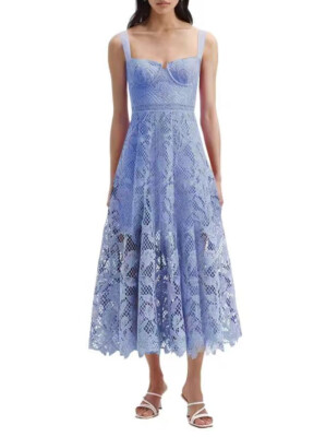 SP Polyester Lace Slip Dress Midi Dress for Women Blue | eBay