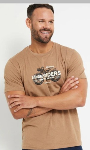 New RIVERS (XL) Men's VINTAGE RIDERS Brown Cotton Motorbike Printed T-shirt AUST - Bild 3 von 12