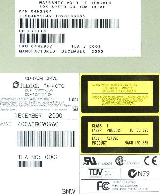 Drive IBM 04N2967 CD - ROM PX-40TSi 04N2964 SCSI 68-PIN 40X - Image 3 of 3