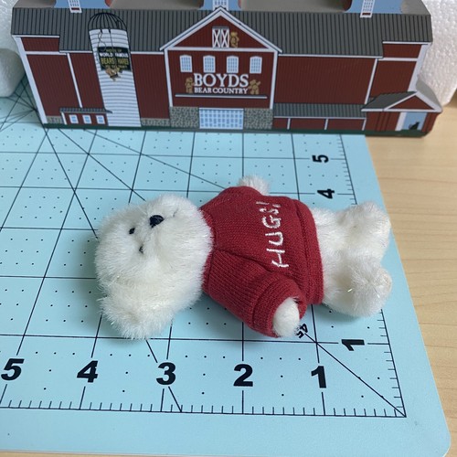Boyd's Bear 4” - Thinking Of Ya - Mini Oso Brillante Blanco Rojo Suéter Abrazos - Imagen 6 de 6