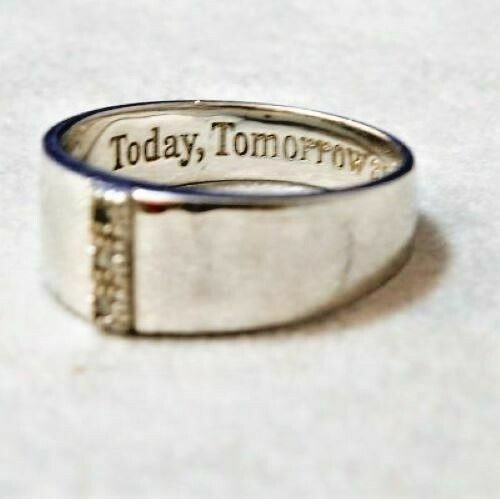 Sterling Today Tomorrow and Always Ring Band 3 Small Diamonds Accents ...