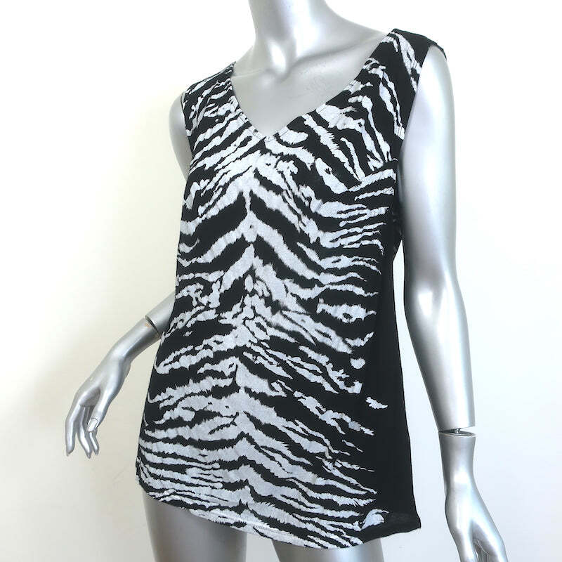 Camicia senza maniche collo a V stampa Saint Laurent zebra nera taglia grande