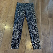 Girls Nike Dri Fit One Leggings Black Gold Stars DV3134-010 sz M / 24" inseam