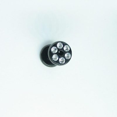 Steel Black Jewelled Fleshtunnel - schwarzer Piercing Tunnel Flesh Tunnel